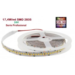 Tira LED 5 mts Flexible 24V 87W 1200 Led SMD 2835 IP20 Blanco Cálido, Serie Profesional